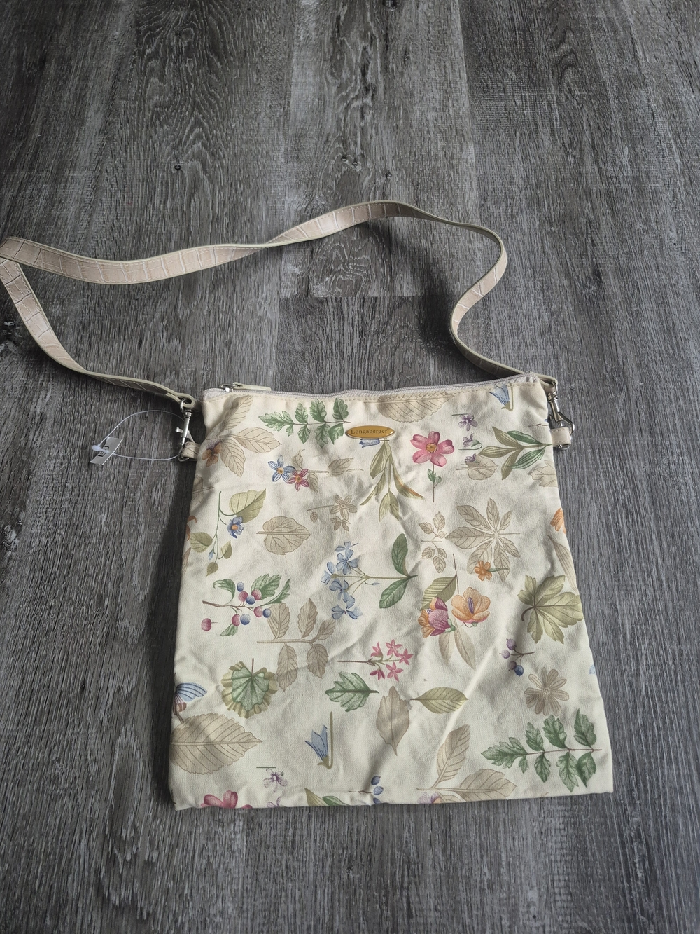 Longaberger Cream Floral Crossbody Bag